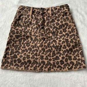 Leopard Print Jean Skirt